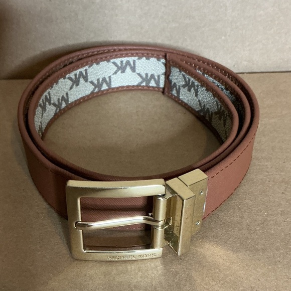 Michael Kors Tan and Gold Men's Belt double face size 39 - Picture 6 of 7